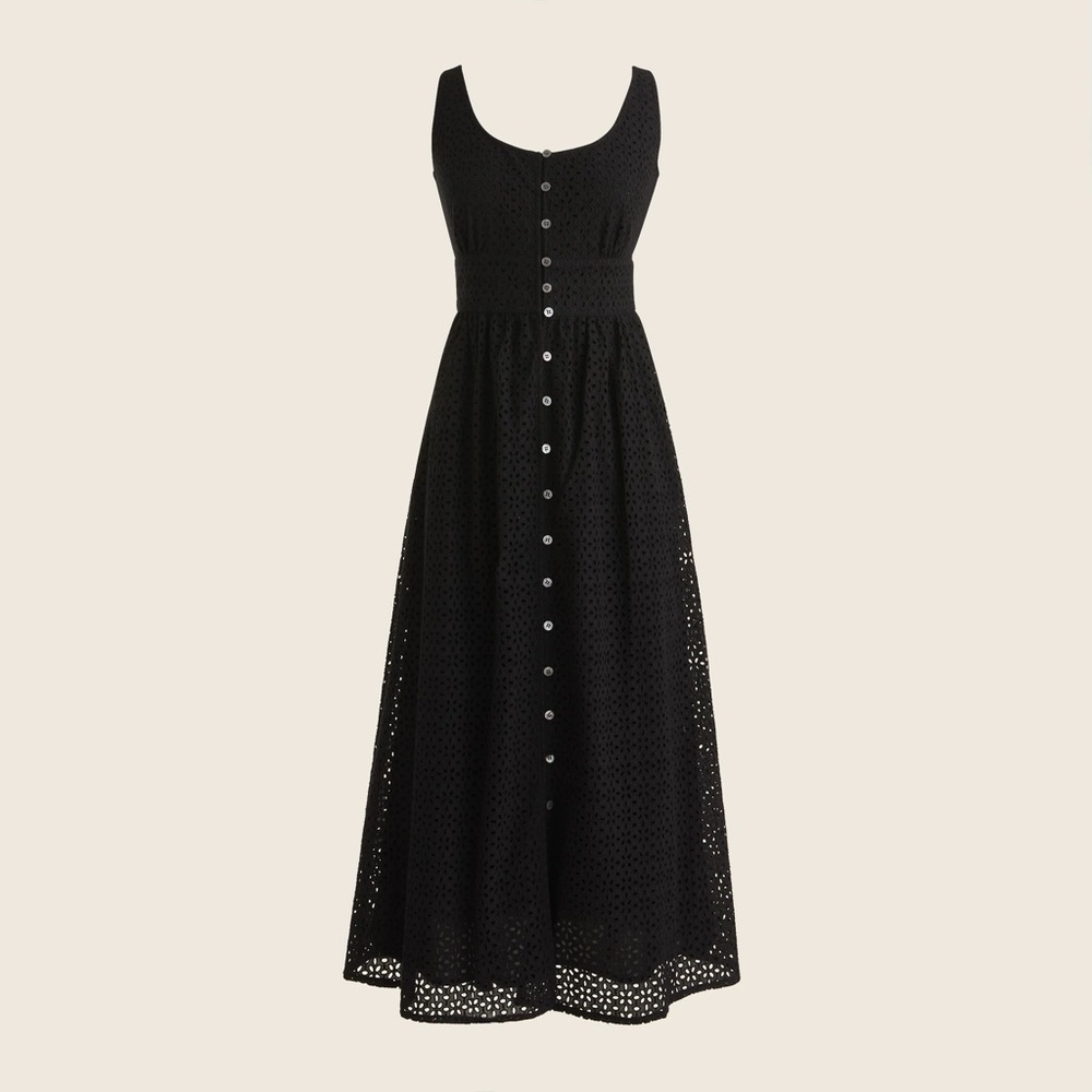 J. CREW Dress Button Front Eyelet Maxi w/ Pockets!
